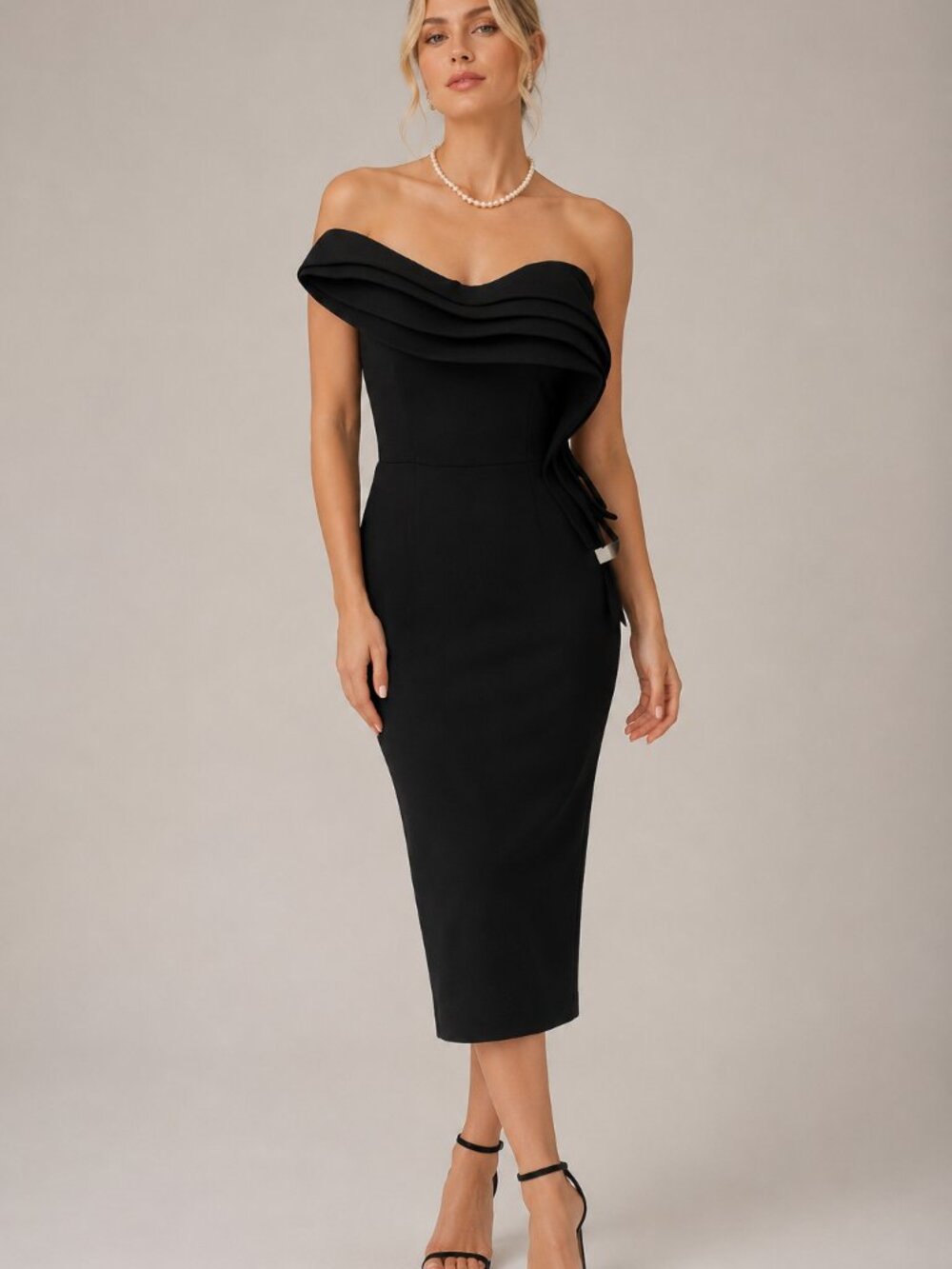 Nicole Bakti Black Strapless Evening Dress size 6 style 683